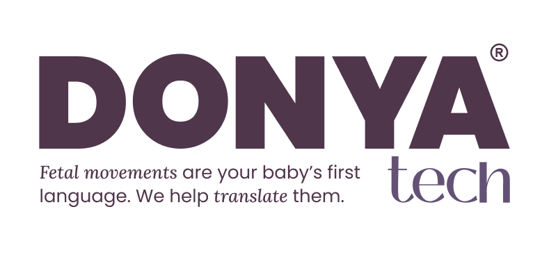 DONYA Tech logo with description Fetal movements are your baby’s first language. We help translate them.